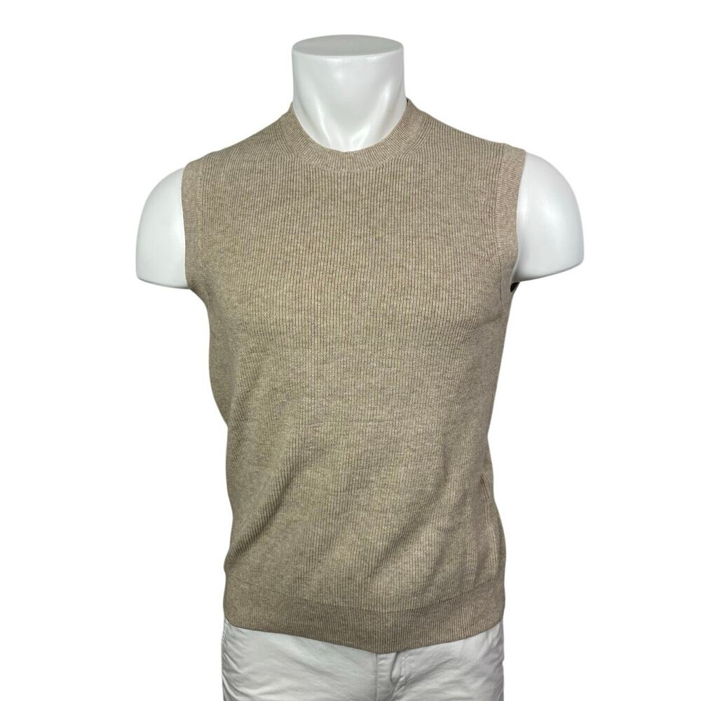 Uniqlo Gauge Ribbed Knit Men's Crew Neck Sleeveless Tank Sweater Vest Top Sz XS